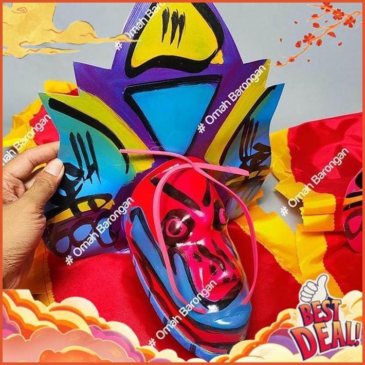 TERBAIK Barongan Anak Mainan Caplokan Spon Ukuran Kecil Motif Kayu Devil