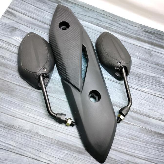 DY13 >> tutup tameng knalpot beat 2015-2019 + spion beat hitam standar orii tutup pelindung knalpot 