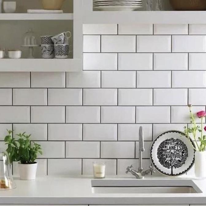 Homemid- Keramik 10X20 Putih Bevel Mulia Signature