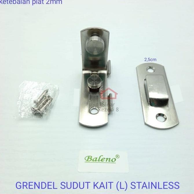 Homemid- Grendel Sudut Kait L Stainless Cantol Pintu Pengaman Kamar Jendela Wc