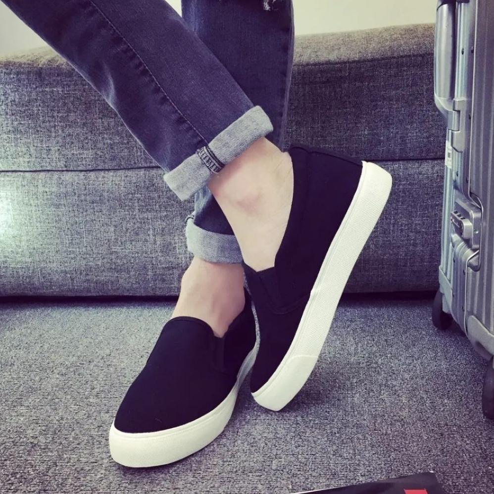 DISKON Spatu Pria Terbaru sepatu Slip on hitam polos spatu sneakers cowok murah spatu tanpa tali cod