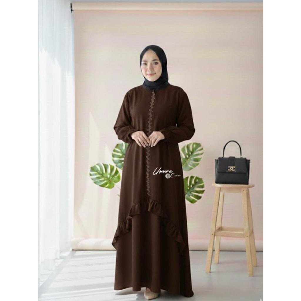 Ufaira Collection~ Gamis Mina Syar'i Model Swarovski Bahan Shabrina Anti UV