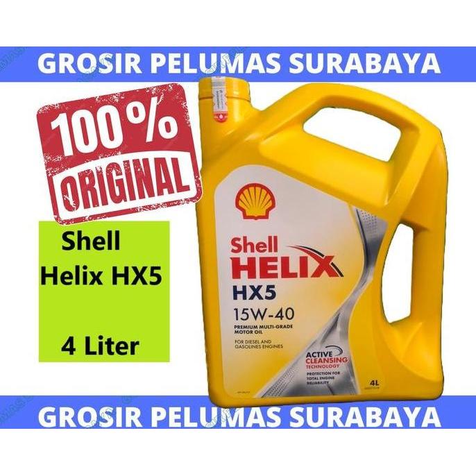 venomdakar7 - oli mesin bensin original barcode scan shell helix hx5 15w/40 15w-40 galon 4ltr 4 lite