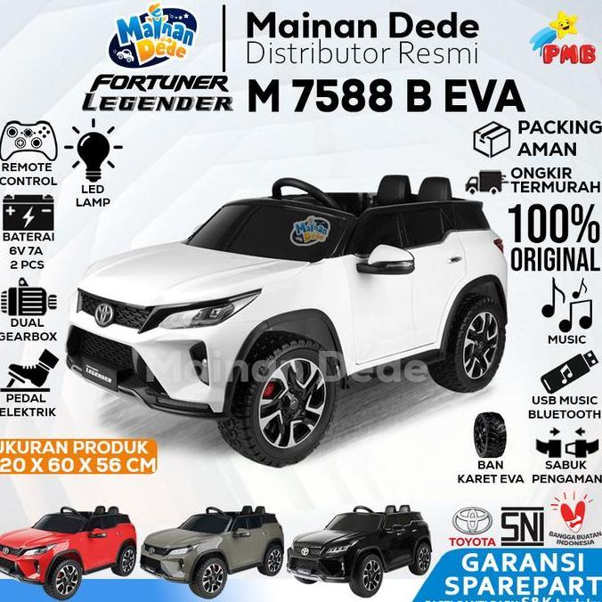 Mainan Mobil Aki Anak Toyota Fortuner Legender PMB 7588 M7588 M-7588 M-7588B Lisensi Official Licens