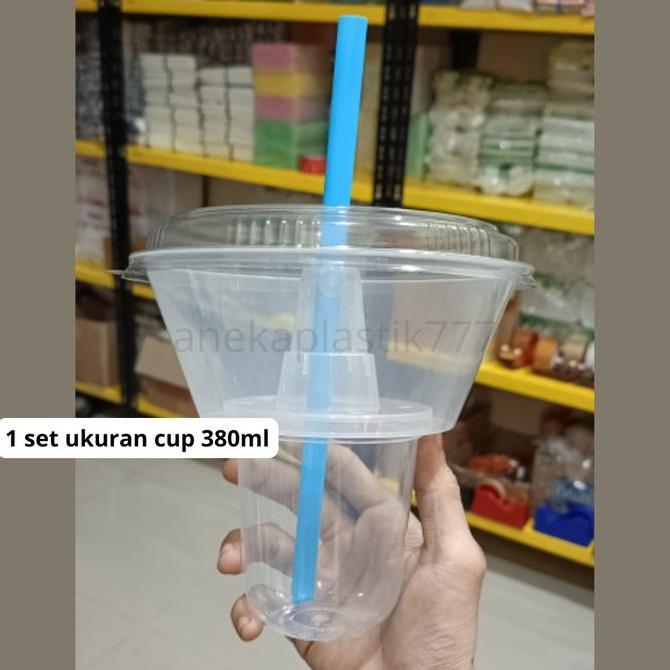 Snack Tray Cup Minum + Makan Ukuran 380ml 400ml 500ml 700ml Cup Minum Kekinian Cup Injection Cup pp 