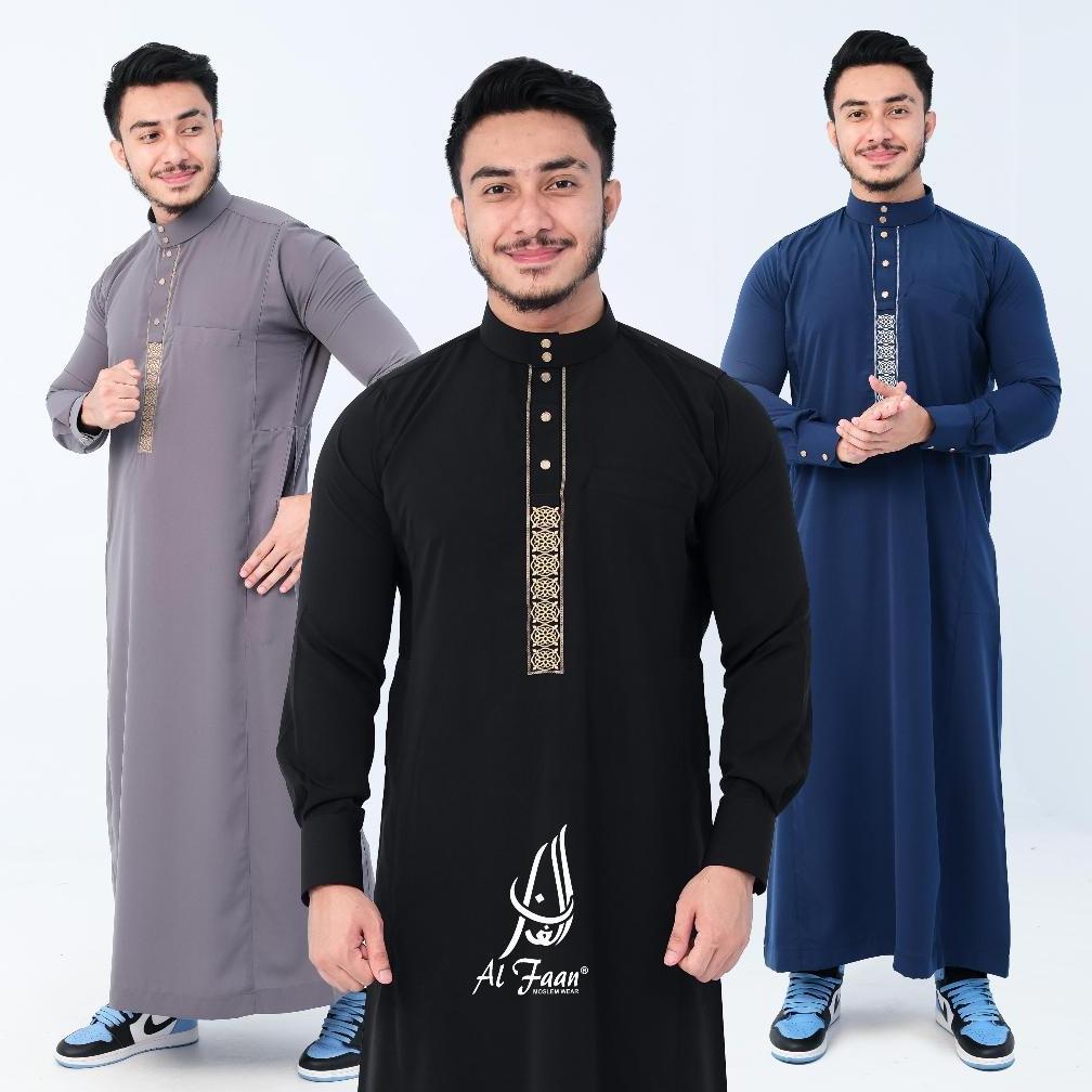 ORIGINAL JUBAH GAMIS SLIMFIT PRIA BORDIR JUBAH PRIA MUSLIM GAMIS PRIA PANJANG MANSET KANCING BORDIR 