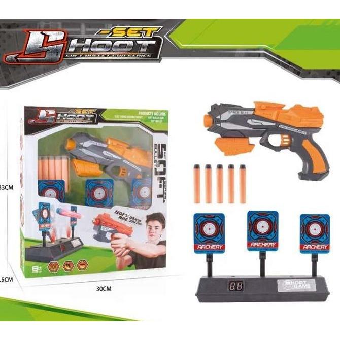 Mainan anak Pistol Nerf Soft Bullet Gun & Papan Target Otomatis 999-3