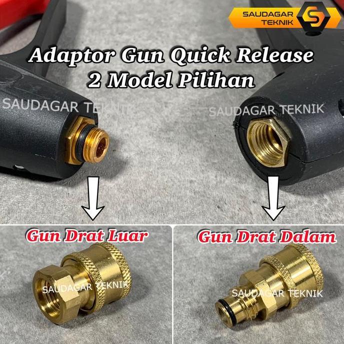 Gaswoii- Adaptor Quick Release Khusus Gun Jet Cleaner Nepel Sambungan Gun Jet Cleaner Drat Dalam Dra