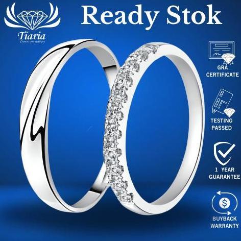 Ready Cincin Tunangan 2-3 gram Berlian Moissanite GRA / Crystal Zircon - Tiaria Cincin Nikah Hadiah 