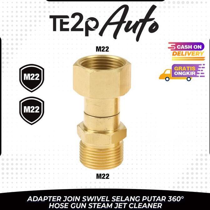 Gaswoii- Te2P Auto Adaptor Swivel Selang Ke Gun Jet Cleaner Swivel 360 Derajat - Adapter Penyambung 