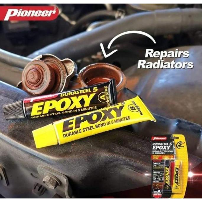 Lancarjaya- Lem Besi Tahan Panas 300C Durasteel Epoxy 5 Menit Lem Mesin Radiator Logam Lem Knalpot B