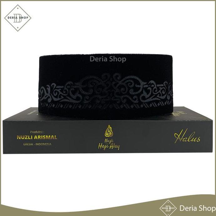 DF227 >> Songkok Premium HAJI ALAY LASER AC Tinggi 9 Peci Sholat Pria Dewasa Hitam Full Motif Batik 