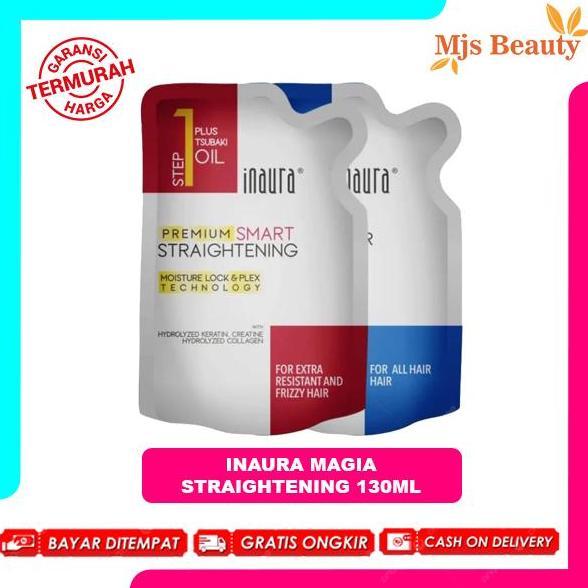 Berkilau- 1Set/1Pasang Inaura Pelurus Rambut Magic Straight Smoothing Keratin Sistem ( Saset 130 Ml)