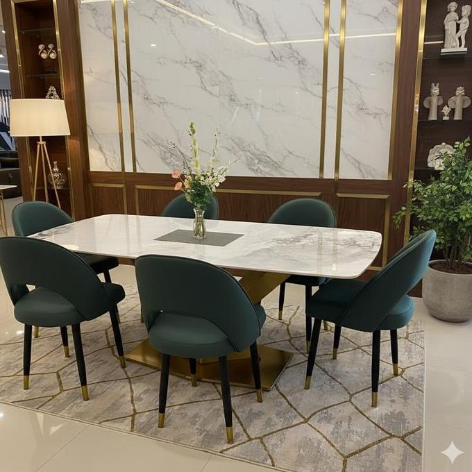 Terlaris Meja Makan Marmer K6 - Meja Makan Marmer Premium - Sumber Rizky Gallery - Gratis Ongkir Wil