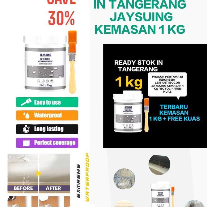 Promo ABADI 93 - TERMURAH  LEM ANTI BOCOR TRANSPARAN WATERPROFF  JAYSUING  1 KG Diskon