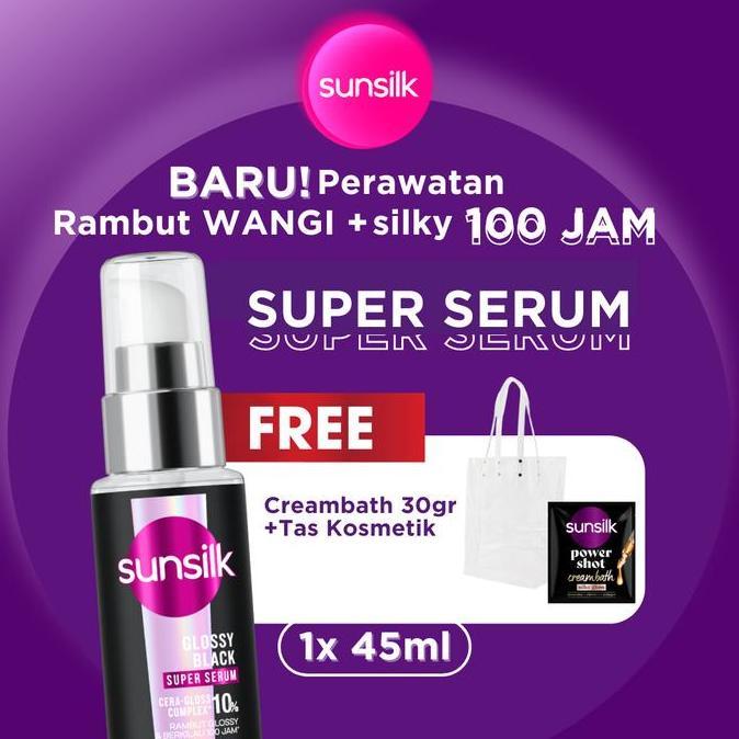 Berkilau- [Baru Buy 1 Get 1 - Rambut Lebut Terawat] Sunsilk Super Serum Silky Smooth 45Ml/Glossy Bla