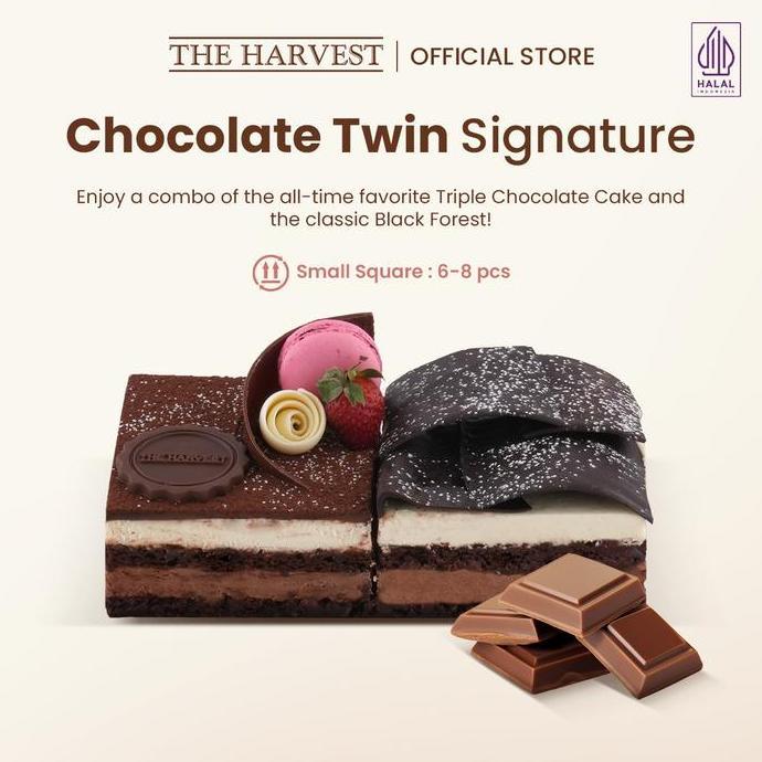 Chocolate Twin Signature Small Rectangle | Kue Ulang Tahun Rasa Dengan Pilihan 2 Rasa Coklat