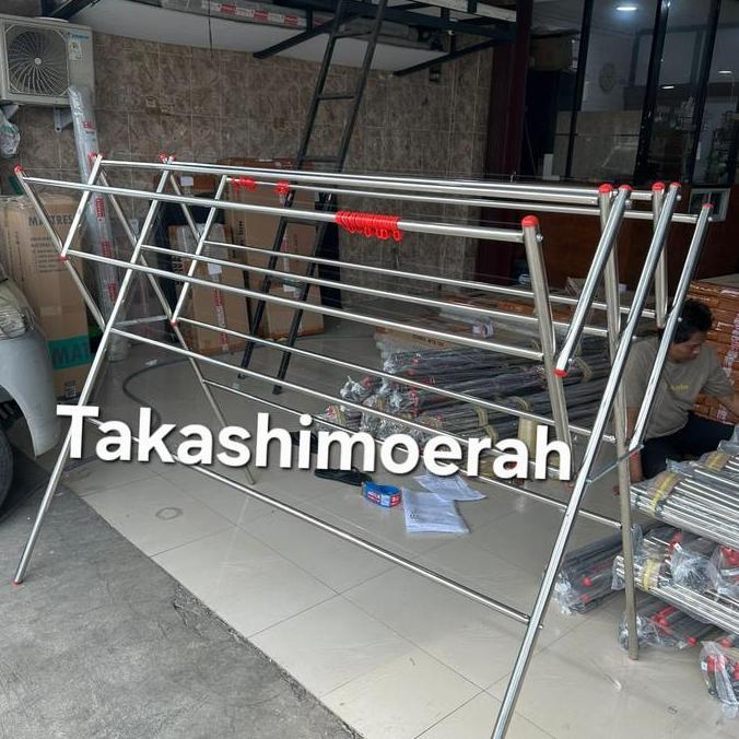 Willgo- Takashimoerah Jemuran Pipa Stainless Steel 180Cm Palang 9 & 11 Bonus Canteran Hanger Diamete