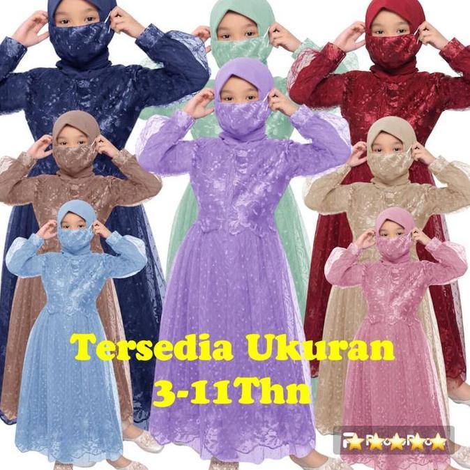 DE165 - KidsFashion_Store Bisa Bayar Di tempat gamis anak perempuan Ayu 3-11tahun / gamis anak 8-10 