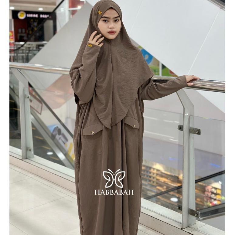 Abaya Kaftan Set Khimar Dress Gamis Wanita Ceinkle Airflow ABAYA ZAFIRA