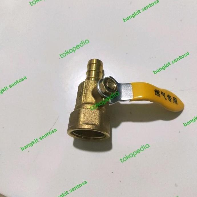 Stop kran gas 1/2" drat dalam/luar bahan kuningan - Drat luar kran gas
