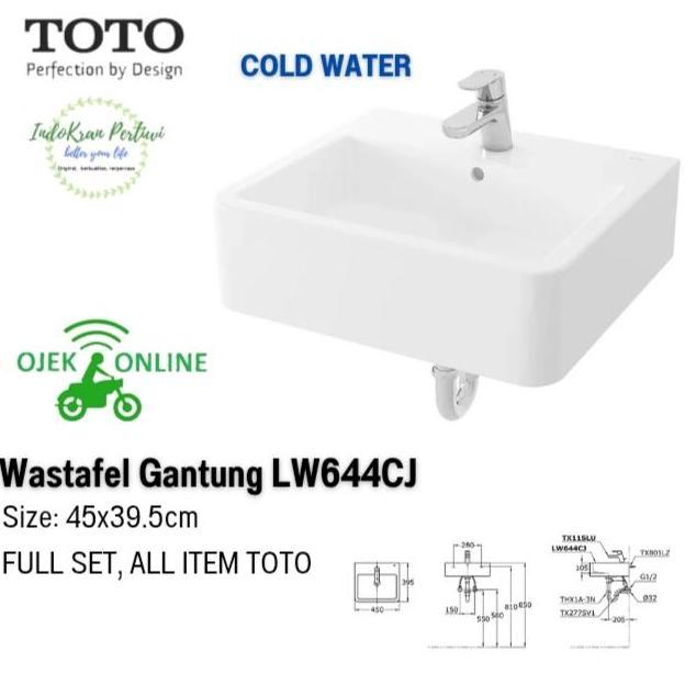 Wastafel Gantung TOTO LW644CJ (komplit / cold water) / Wastafel TOTO