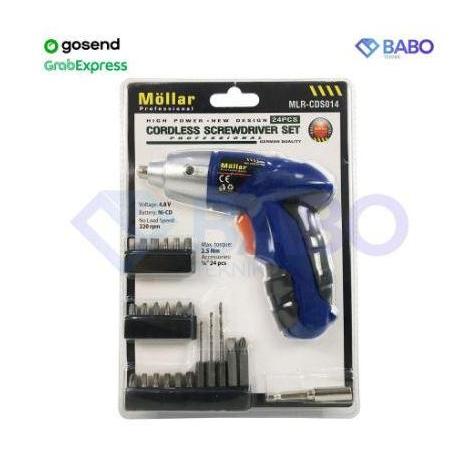 MOLLAR CDS014 Mesin Bor Obeng Baterai Cordless Screwdriver Set 4.8V