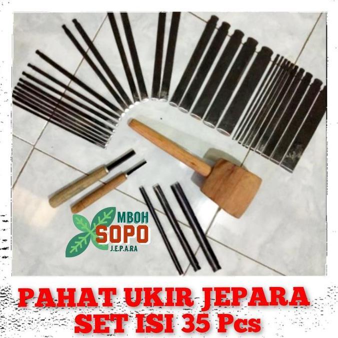 35  Pcs Pahat Ukir Jepara PLUS Palu, Alat Ukir Kayu Set