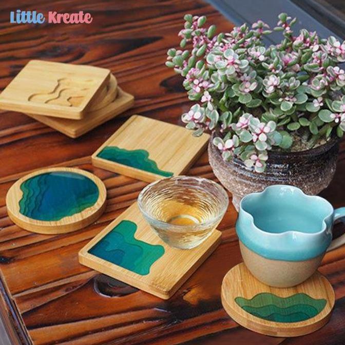 Little Kreate - DIY Resin Wooden Coaster - Tatakan Gelas Kayu - Prakarya