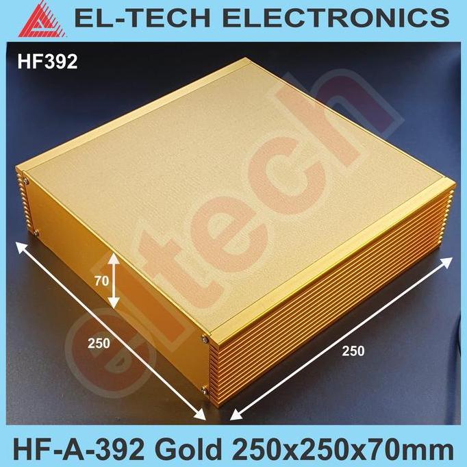 BEBAS ONGKIR - Box Aluminium HF-A-392 Gold 70x250x250mm Electronic Instrument Project Alumunium Almi