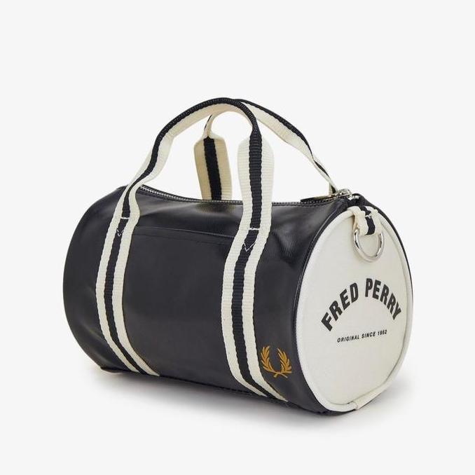 FRED PERRY CLASSIC MINI BARREL BAG - BLACK/ECRU