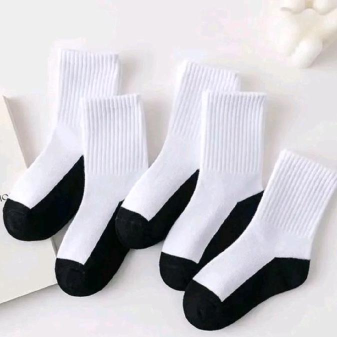 DB22 - 3 Pasang Kau Kaki Anak Sekolah PAUD TK SD Telapak Warna Fashion Kaus Kaki Setengah Betis Cewe
