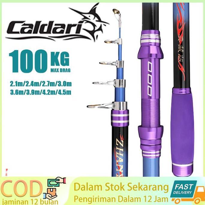 Caldari Joran Pancing Teleskopik Spinning Fly untuk Memancing Karper dan Feeder (TERBAIK) (TERBARU) 