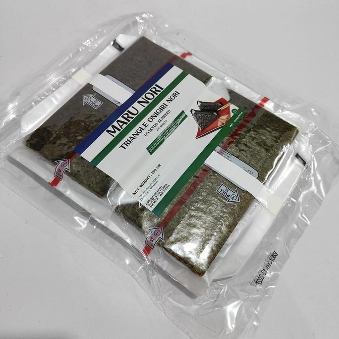 Maru Onigiri Sushi Triangle Wrapper Sheets 100 Lembar - Nori Onigiri Wrap Seaweed Rumput Laut Segiti