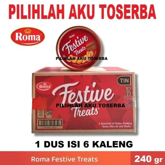 Biskuit Roma FESTIVE Treats Kaleng 240 Gram - ( HARGA 1 DUS )