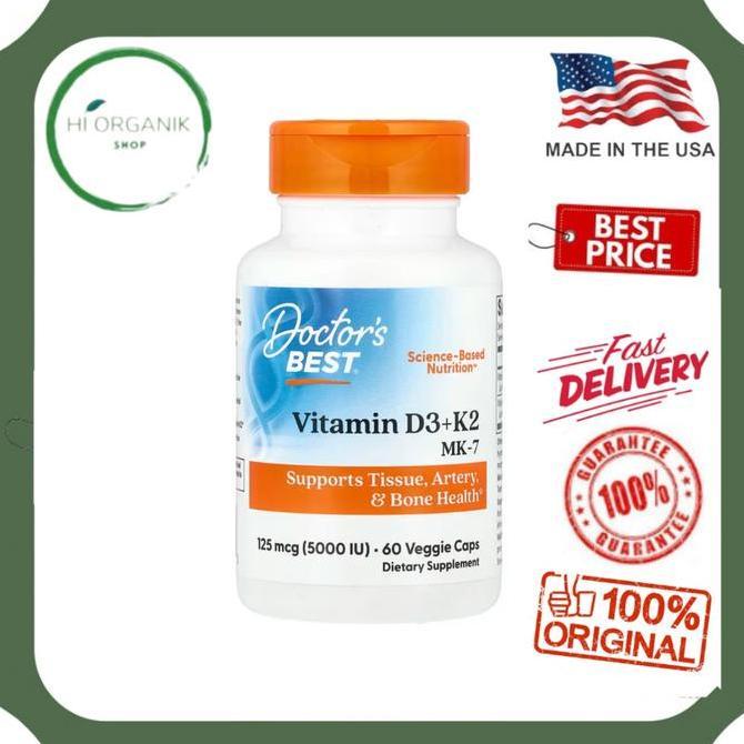 Doctor's Best Vitamin D3 + K2 MK-7 D3K2 MK7 D3 K2 MK7 isi 60 Veggie Caps