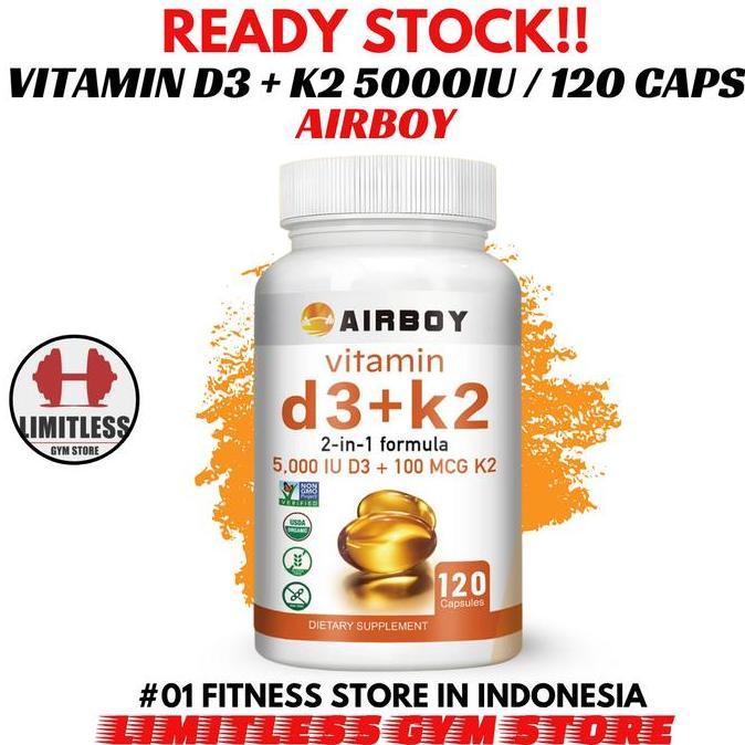 USA VIT D3 + K2 5000IU - 120 Capsules D3K2 5000iu