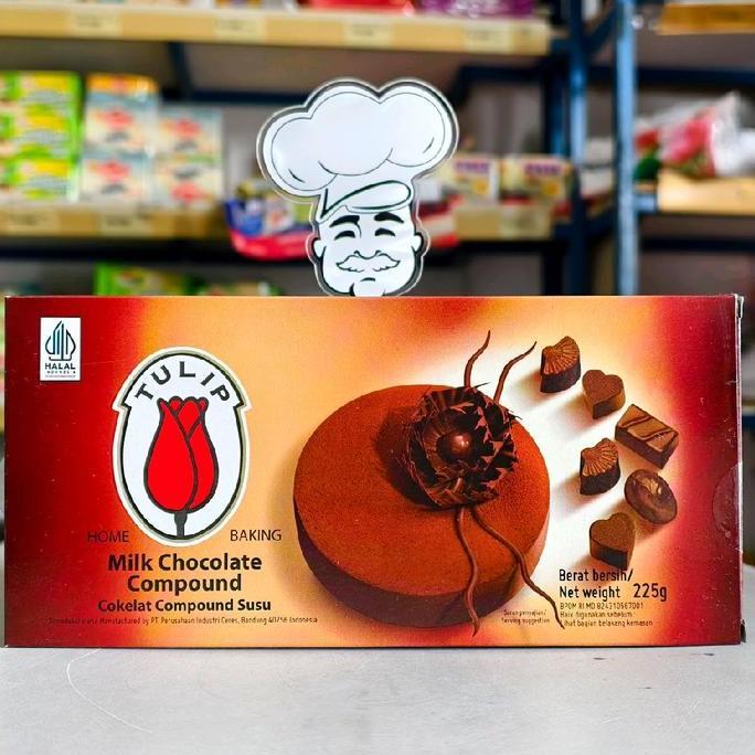 Tulip Milk Compound Chocolate 225Gr / Coklat Susu Tulip / Coklat Batang Tulip