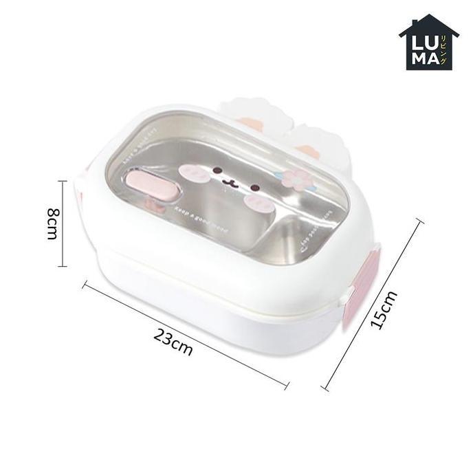 Lunch Box Sealed Bento Kotak Makan Sekat Bekal Anak Sekolah Karakter Kelinci Lucu Serbaguna