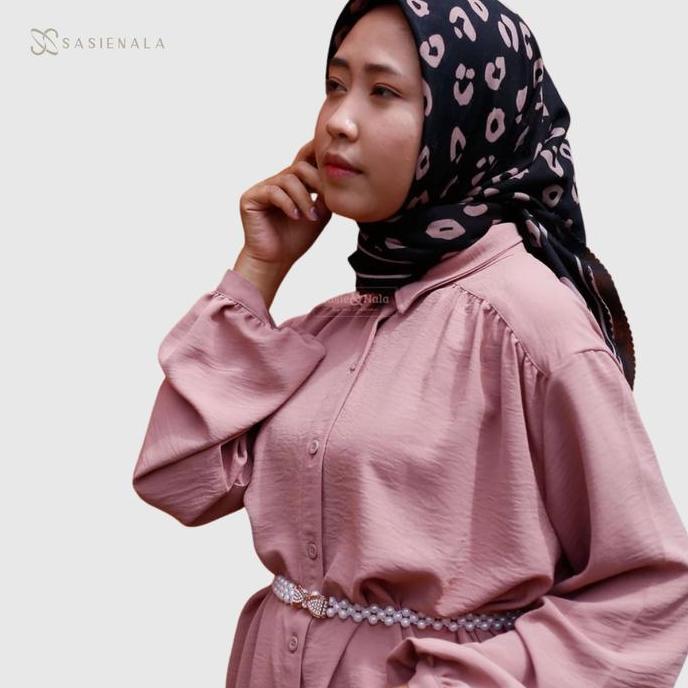 One Set  muslim Syar'i Crinkle airflow-setelan  Blouse & Rok sasie&Nala cantik Fit Kancing Nyaman Wu