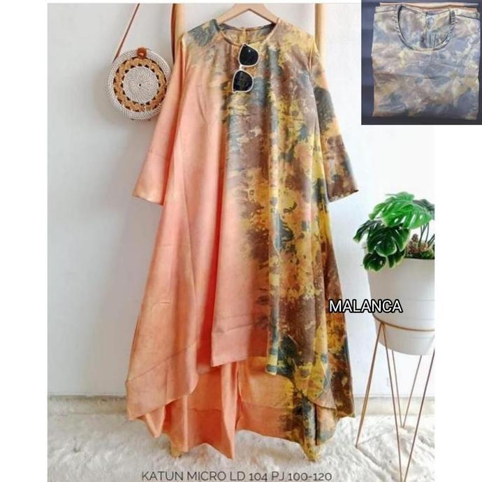 Tunik Jumputan Palembang Fashion Wanita Modern Warna Lilac Katun Motif Muslim Nyaman