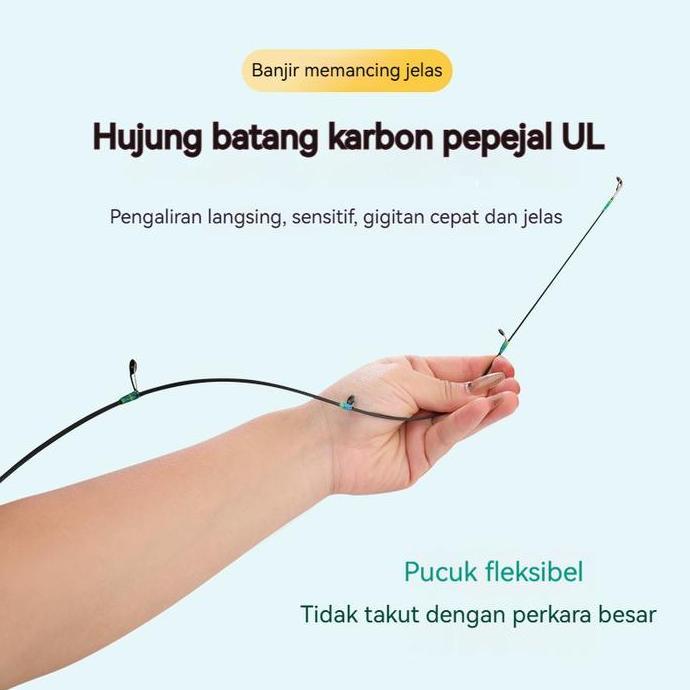 Caldari Joran Pancing Set 1.8M 2 Bagian Casting Fishing Rod dan 7.2:1 BC Set Joran Pancing 180/198cm