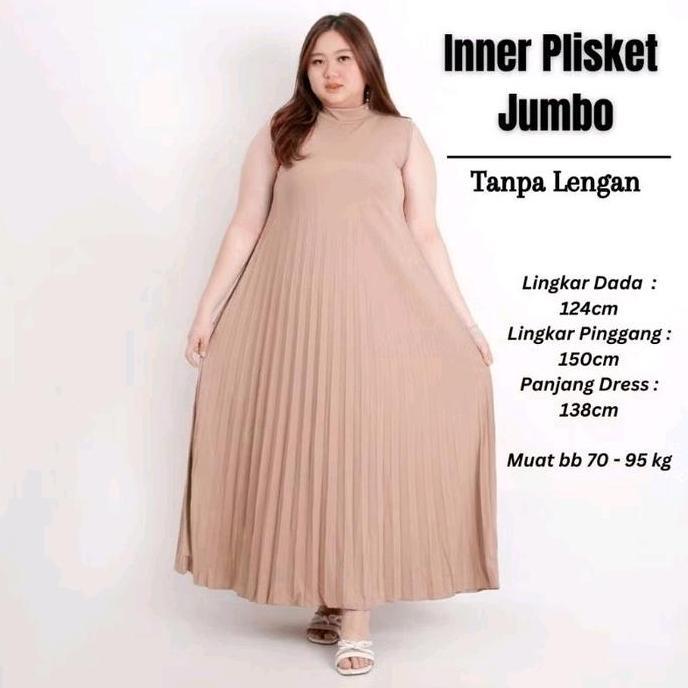 Gamis Plisket Jumbo XXL Premium - Inner Plisket Premium - Gamis Plisket Bahan Hyget Super Premium