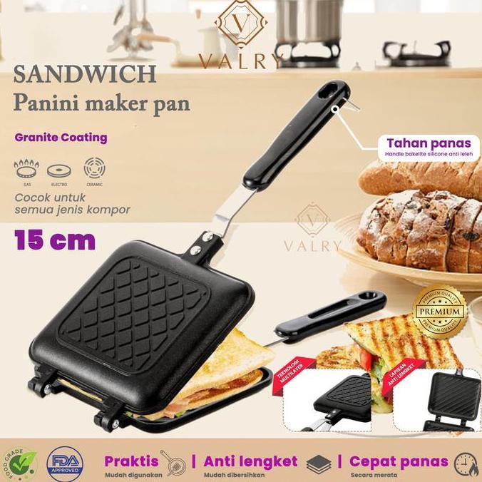 VALRY SANDWICH MAKER Panini cetakan kue roti anti lengket wajan terbaik pembuat waffle maker sarapan