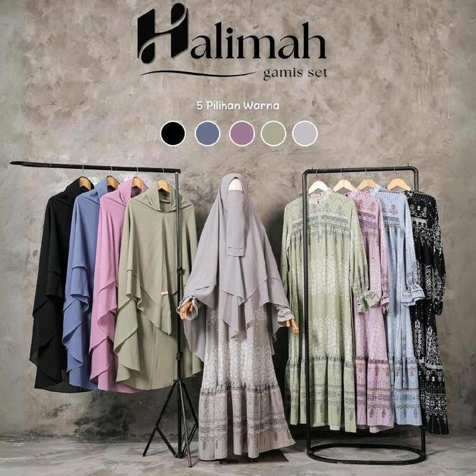 Halimah gamis set khimar by gerai mika | Gamis batik kondangan muslimah syari modern