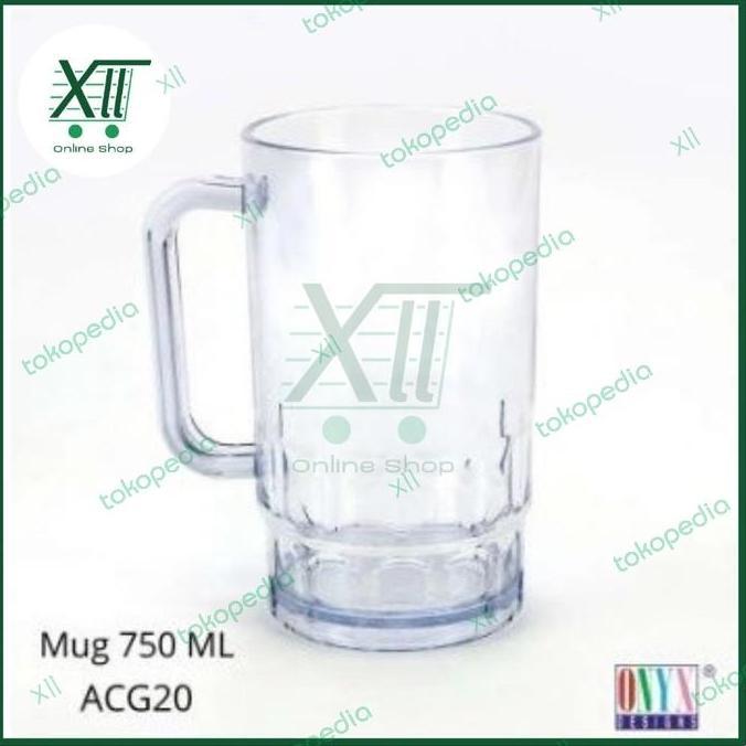ONYX ACG20 MUG GLASS FROSTY Set 6 Pcs Gelas Mug Plastik 750 ml