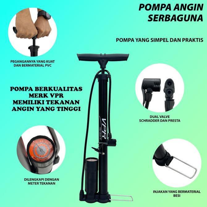 Pompa Angin Sepeda Motor  mobil Kompa Kumpo Sepedah Bola Tangan Standart Hitam/pompa Angin Tabung PO
