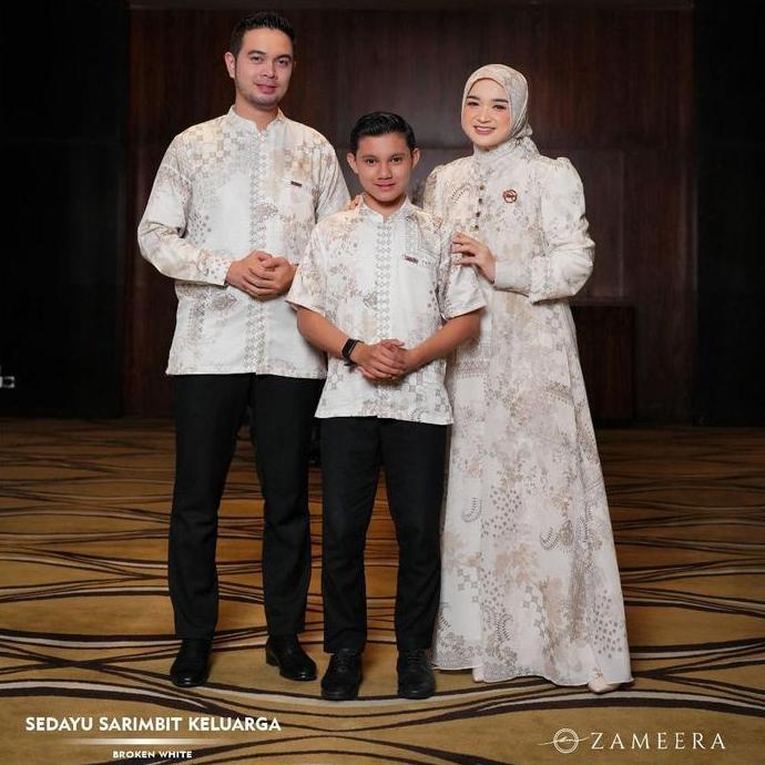 Sedayu Zameera Family  Sarimbit Keluarga Muslim Baju Famset Setelan Gamis Dress Kemeja Lengan Panjan