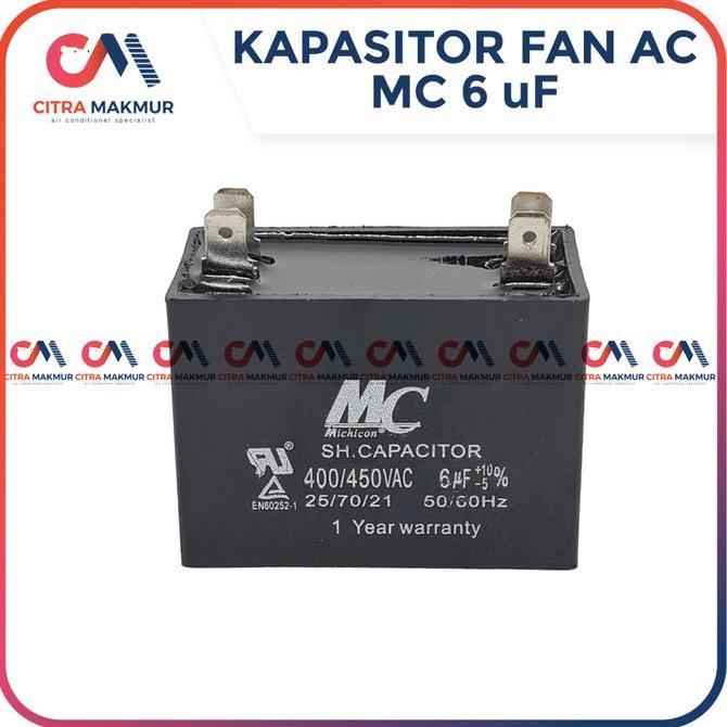 Kapasitor Fan AC 6 uf merk MC Kaki 4 Capasitor mikro Kipas Outdoor Mesin Air conditioner kotak MURAH