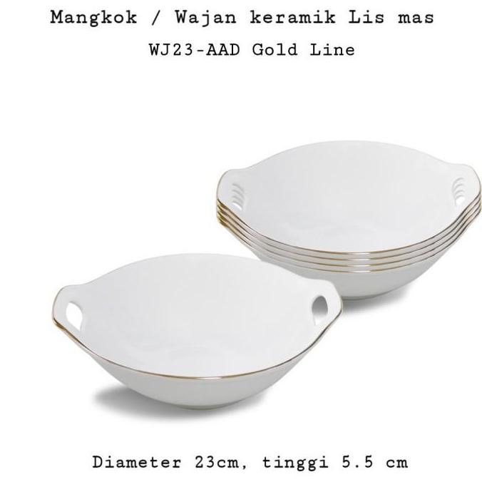 Wajan keramik putih Lis mas 23 cm (1 Pcs ) / Mangkok keramik lismas WJ23-AAD GS  Indo keramik
